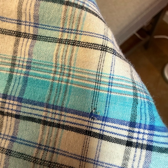 Roper Men's Turquoise and White Plaid Button Down Shirt - Picture 7 of 8